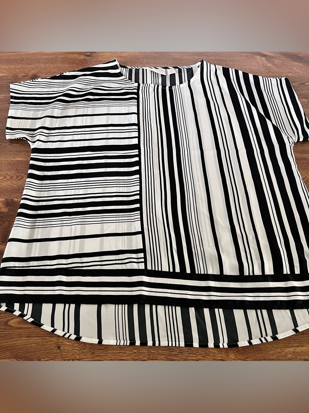 Chico's Black and White Striped Blouse Size 2 US Size 12